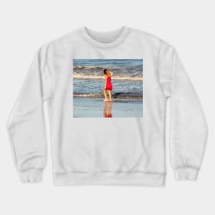 Little Girl On The Beach Crewneck Sweatshirt